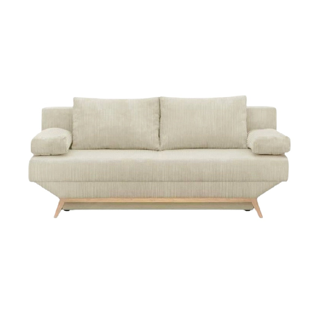 Canapé convertible pour salon en tissu beige - 200 x 95 x 85